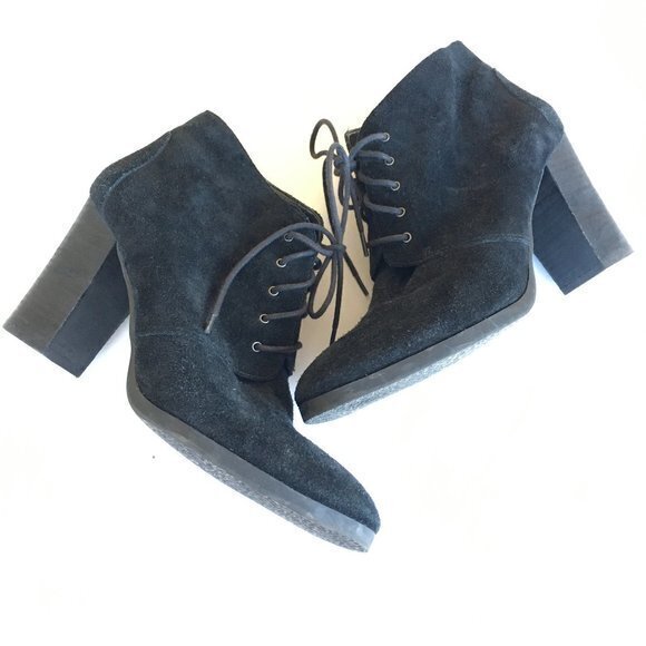 Franco Sarto ‘Wenda’ Black Soft Suede Leather Lace-Up Ankle Booties Womens Sz 10 - Picture 1 of 8